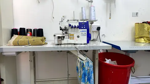 Industrial Overlock/Serger Sewing Machine on Worktable - Used