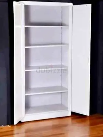 Tall White Storage Cabinet with Adjustable Shelves