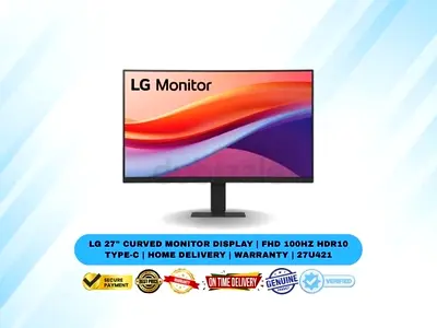 LG 27 Curved Monitor Display | FHD 100Hz HDR10 USB Type-C | Delivery | Warranty | 2025 | 27U421