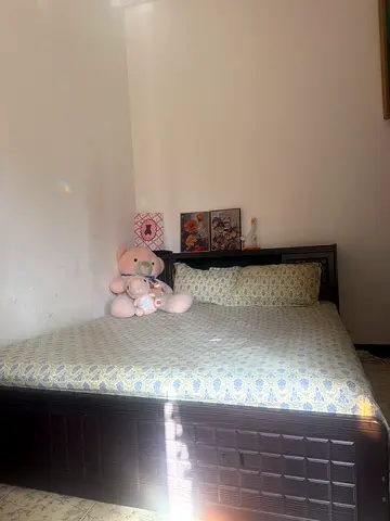 Master Bed Frame and Headboard - Good Condition with back space and 2 bed side tables with dressing