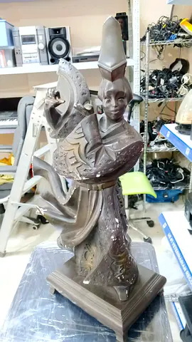 RARE 1991 AUSTIN PRODUCTIONS HEAVY 22 Chinese Japanese Flute Player Man Statue.