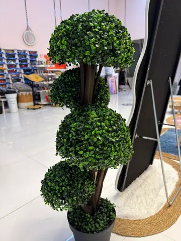 Artificial Boxwood Topiary Tree in Pot - 3-Tier Decorative Plant