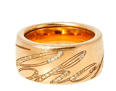 Chopard Chopardissimo Diamond 18K Rose Gold Rolling Band Ring Size 54