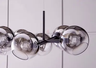 Modern Glass Globe Chandelier – 12 Bulb Pendant Light- brand new