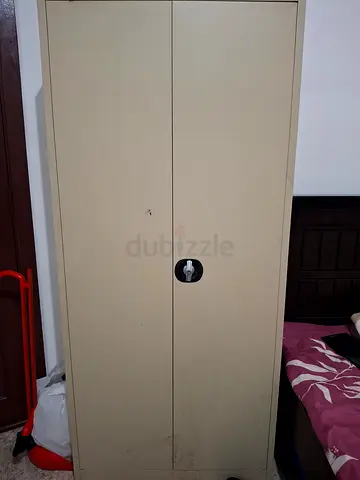 Used Metal Office Storage Cabinet / Wardrobe - Beige, 2-Door, Lockable