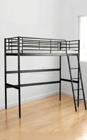 Gray Ikea Metal Loft Bed with Ladder - Single