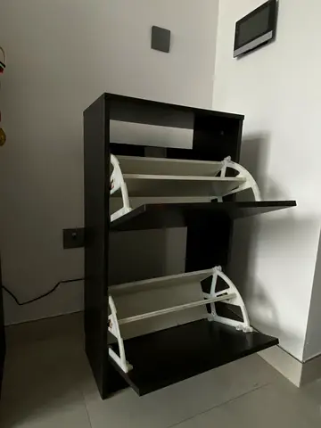 Ikea-style 2-tier Flip Shoe Cabinet - Dark Brown