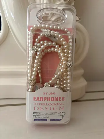 Decorative Pearl Wired Earphones - New in Packaging