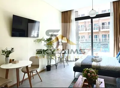 Furnished Studio | Balcony | Pool & Courtyard View