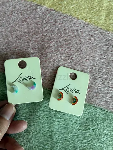 LOVISA brand Set of 2 Cute Rainbow and Iridescent Stud Earrings (New on Cards)