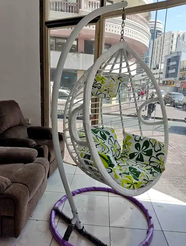 Hanging Egg Chair with Stand Cushioned New For Sale