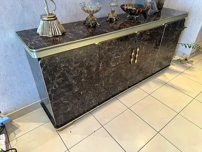 Marble Finish 4-Door Sideboard / Buffet Cabinet without mirror ( AVAILABLE ONLY FOR 3 DAYS)