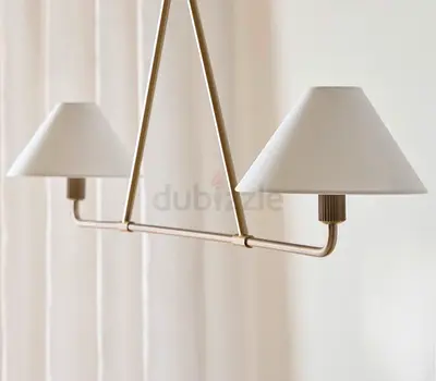 Minimalist Double-Arm Pendant Light with Fabric Shades