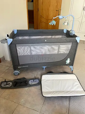 Kinderkraft Portable Baby Playpen / Travel Cot with Mobile and extra Mattress.