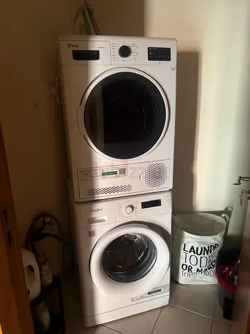 Stacked Whirlpool Washer and Dryer Set - Compact Front Load (White)