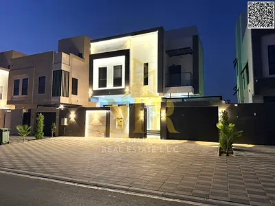 Luxury villa for sale in Al Helio 2. Elegant design featuring 5 spacious bedrooms and ultra-luxurious finishes in a strategic location in Ajman 🏡✨