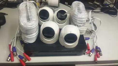 Hikvision 4 channels DVR with 4 dome cameras and 4 wires