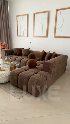 Brown Modular Tufted Low-Profile Sofa — Comfortable 3-Seater Sectional