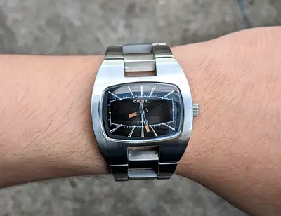 Vintage Diesel Stainless Steel Mens Watch - Black Dial,