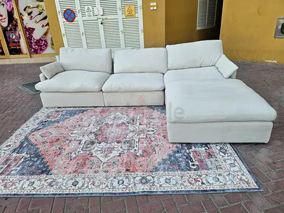 Home Center swin feather filled sofa with footstool