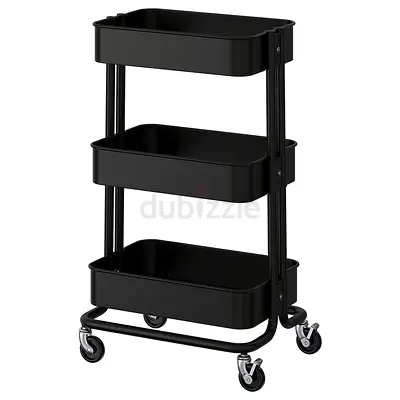 Black 3-Tier Rolling Utility Trolley Cart