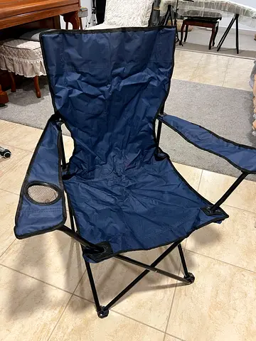 Foldable Navy Camping Chair with Cup Holder