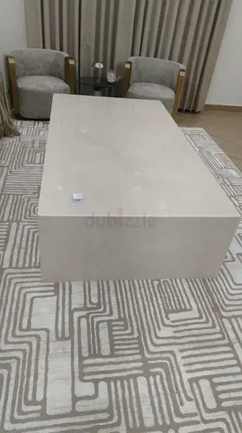 Minimalist Rectangular Coffee Table in Light Beige Lacquer
