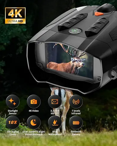 Night Vision Goggles -4K Night Vision Binoculars with, 10X Zoom, External Tactical