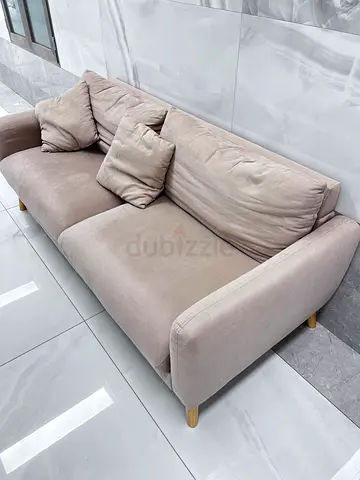 Light Beige 3-Seater Sofa with Cushions — Good Condition