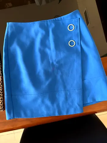 Blue Mini Skirt with Metal Eyelet Detail