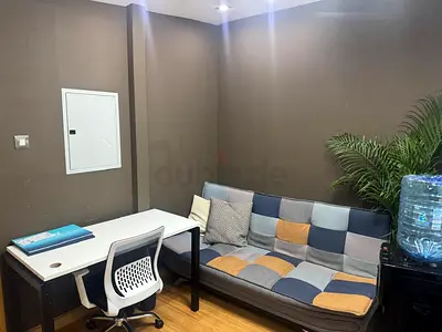 Compact Patchwork 3-Seater Sofa with Small Desk — Good Condition