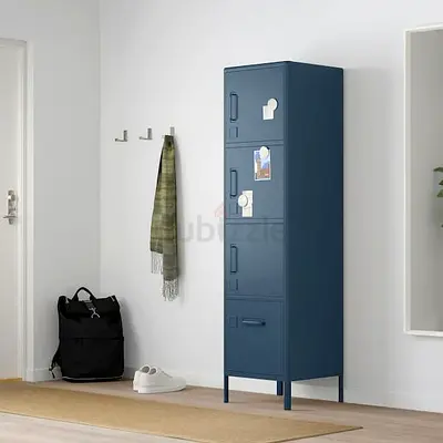 Tall Metal 4-Compartment Locker Cabinet Idasen/Ikea - Blue