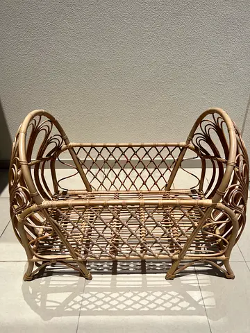 Baby cot with mattress Natural Rattan Wicker