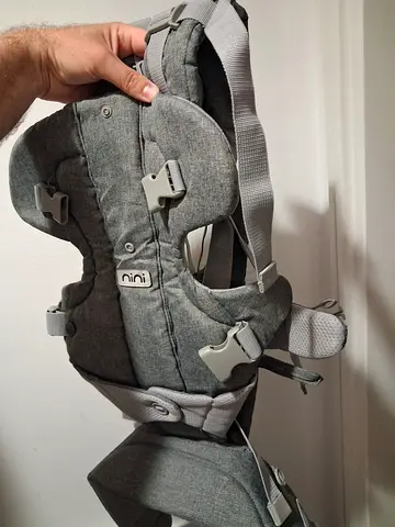 Gray Soft Baby Carrier with Waist Pouch — Comfortable Front  Back Carry