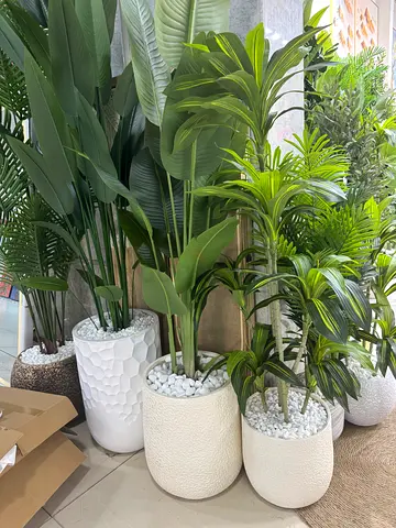 Artificial Potted Plants with White Planters