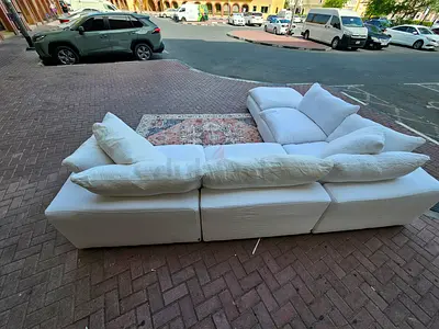 Cloud feather 🪶 filled white colour sofa and footstool