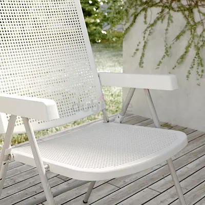 4 White Outdoor Folding Armchair — Lightweight Patio Chair