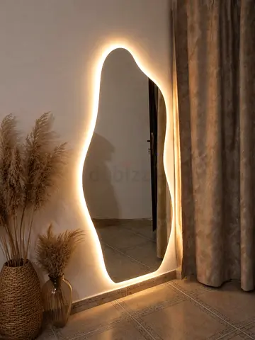 Full-Length Irregular LED Backlit Wall Mirror — Modern Organic Shape