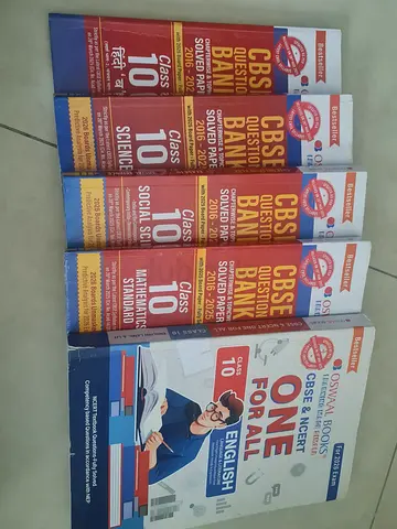 Set of Oswaal books  One For All Class 10 (English, Science, Maths, Social Science, Hindi) - Used