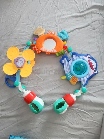 Baby stroller/crib activity toy chain - colorful rattles and mirror