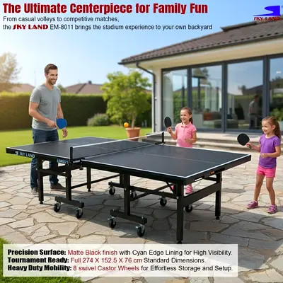 Tennis Table 9×5 FT Professional TT Table Foldable Ping Pong Table Premium Table Tennis Setup