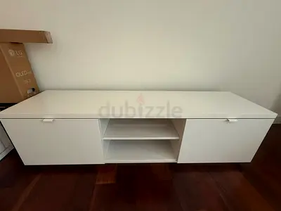 IKEA BYAS TV Bench, High-Gloss White