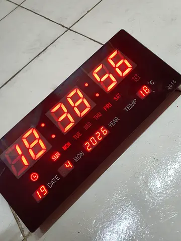 Large LED Digital Wall Clock with Date, Temperature and Day Display