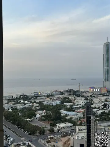 2bhk for annual rent in Ajman One Towers with a sea view (spacious areas + 2 balconies + 3 bathrooms + built-in wardrobes + parking inside the tower)