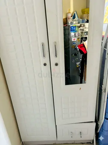 Stylish White 2-Door Wardrobe with Mirror