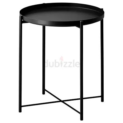 Small Black Metal Side Table / Tray Table