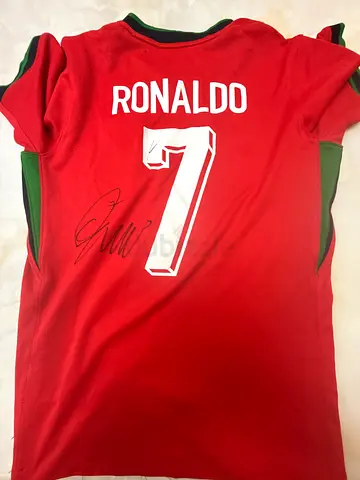 Signed Cristiano Ronaldo #7 Red Football Jersey