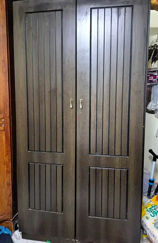 Dark Wooden 2-Door Wardrobe - Good Condition