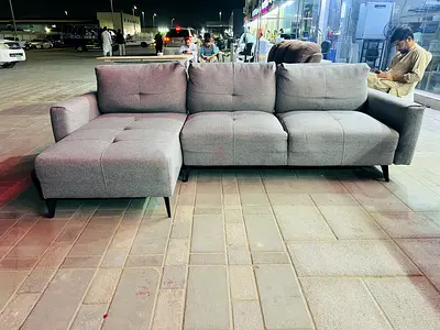 Modern L-shaped 3-seater Sofa with Chaise - Light Grey