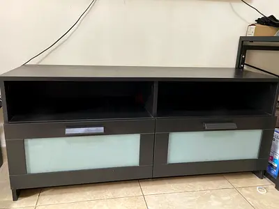 Storage Cabinet with Frosted Glass Doors - Dark Brown